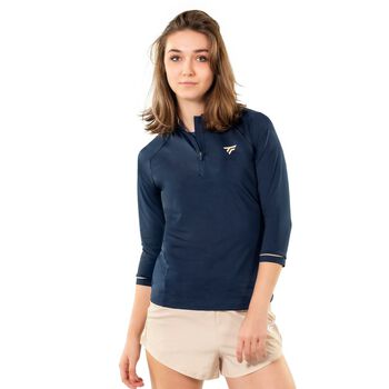 Sweat technique Thermo Zip Manche 3/4 Femme Marine
